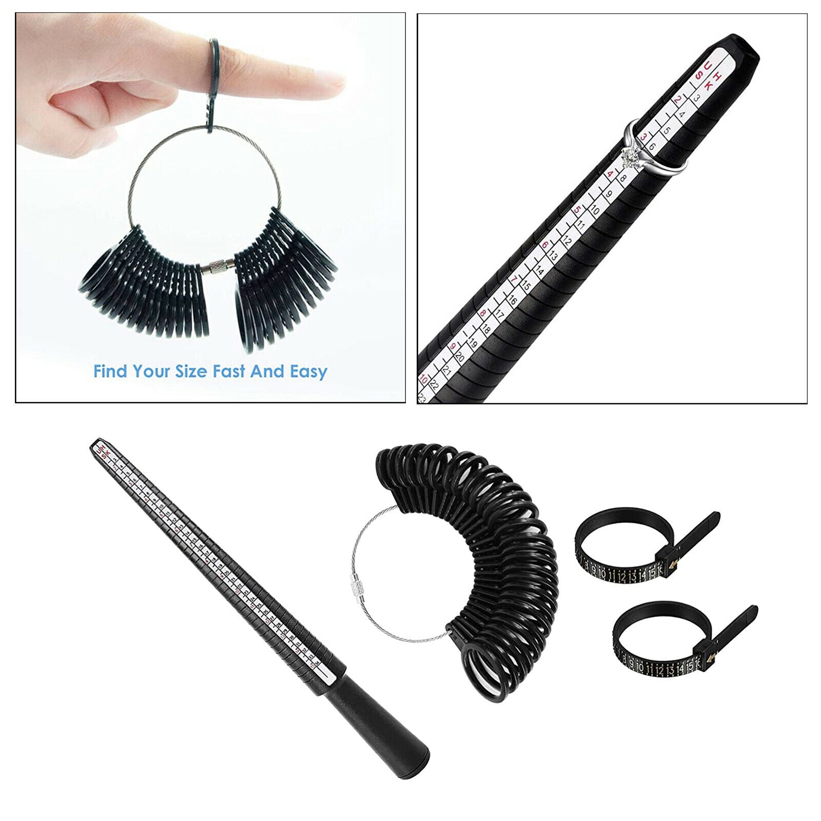 Ring Sizer Guage Measuring Tool Set US HK Sizes Belts for Jewelry Making
