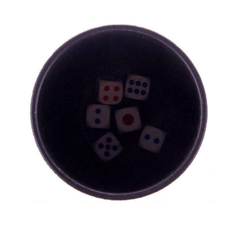 Black PVC Dice Cup Board Game KTV Pub Casino Party Game Dice Box with 5 Dices