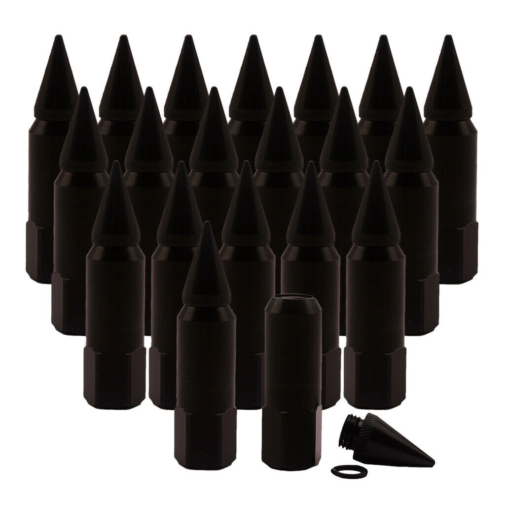 20Pcs Black Racing Car Wheel/Rims Hub Lug Nuts w/Spikes 60mm Car-Styling