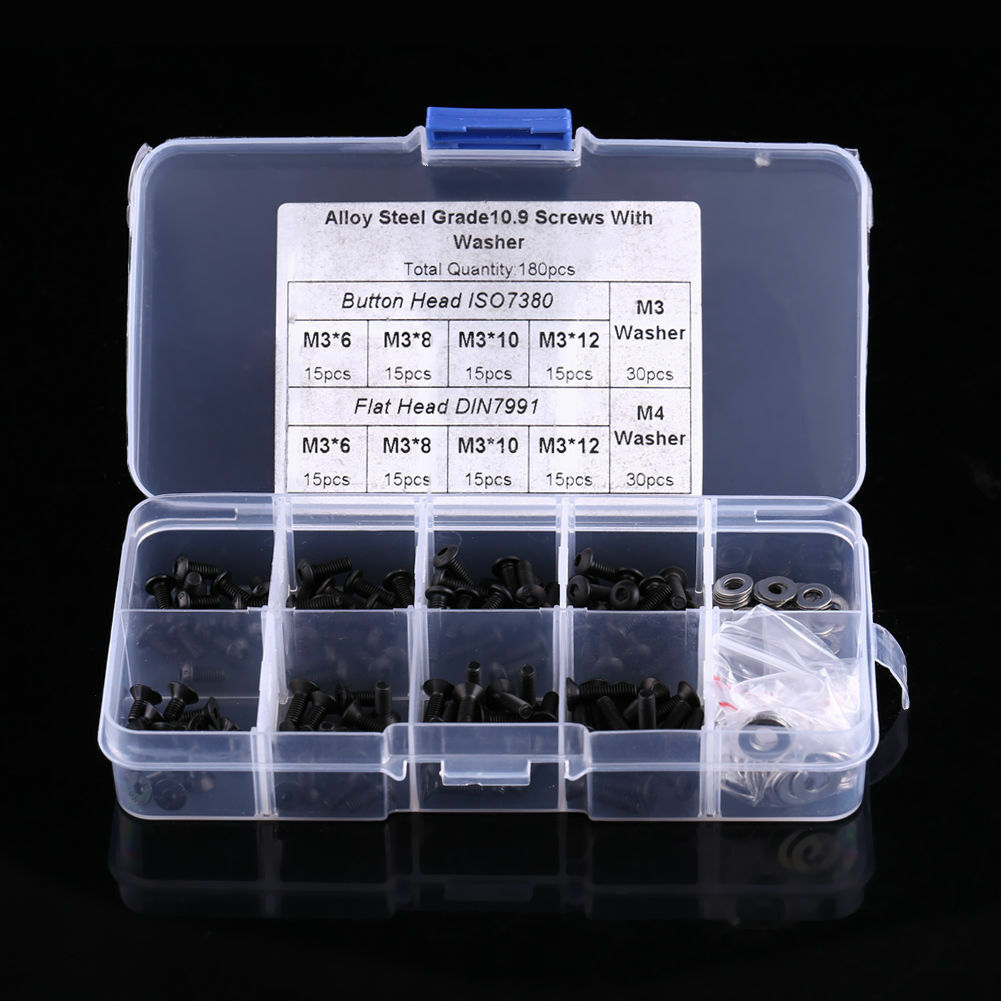 180pcs-Bolt-Screw-M3-M4-Flat-Washer-Assortment-Kit-for-1-10-HSP-RC-Car  180pcs-B