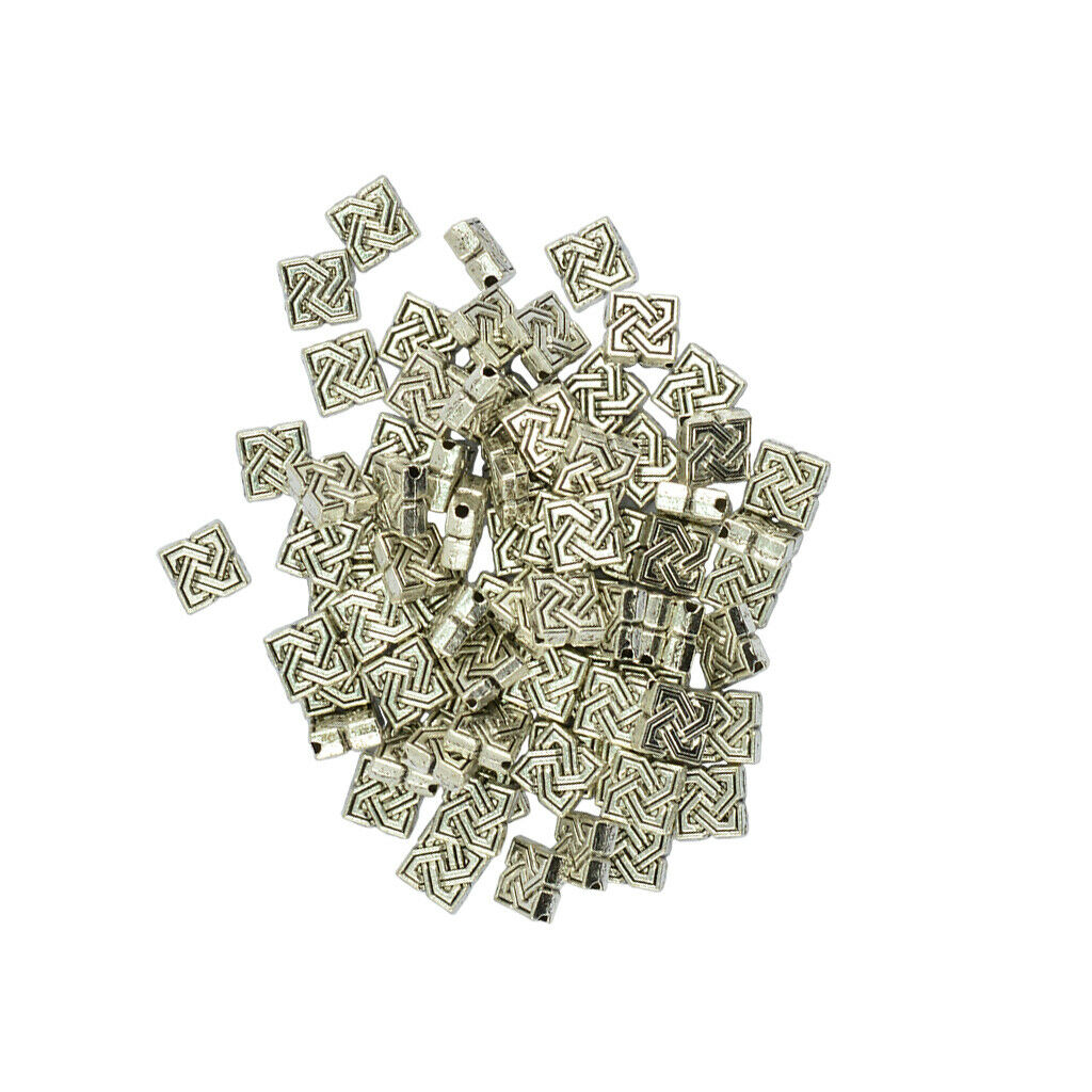 100 Pieces Celtic Knot Connector Beads 7x7mm Spacer Beads for Earring Bracelet