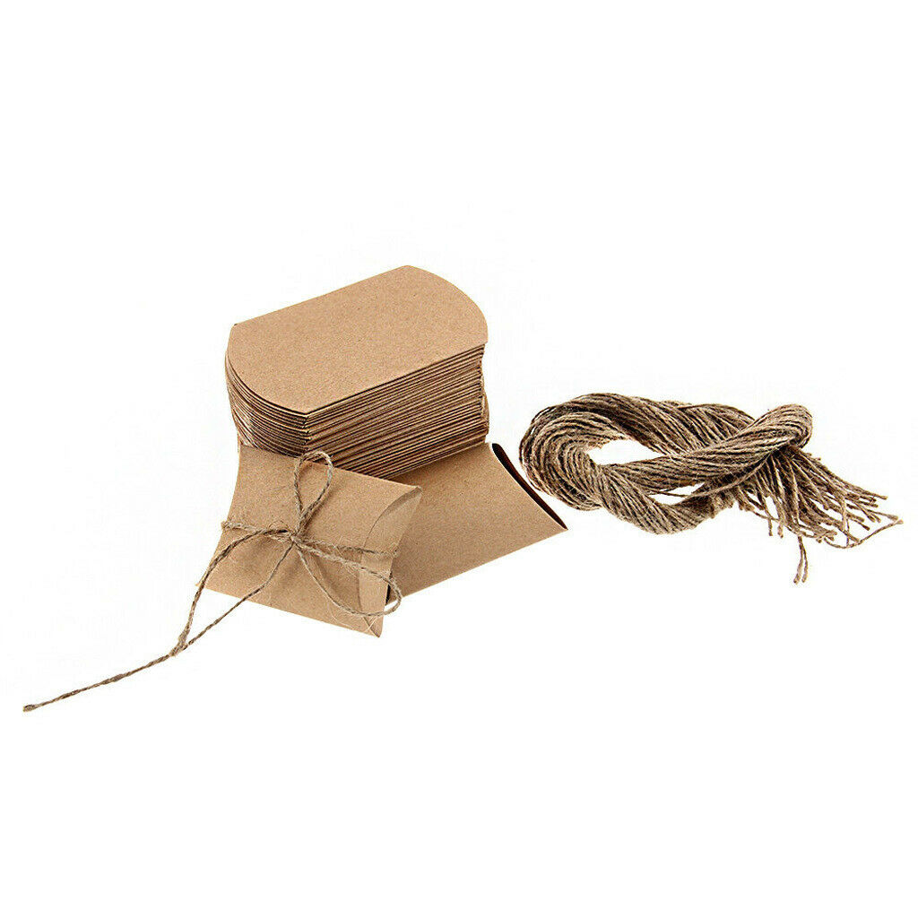 Wholesale 50 Brown Shabby Rustic Sweets Candy Gift Pillow Boxes Party Favor