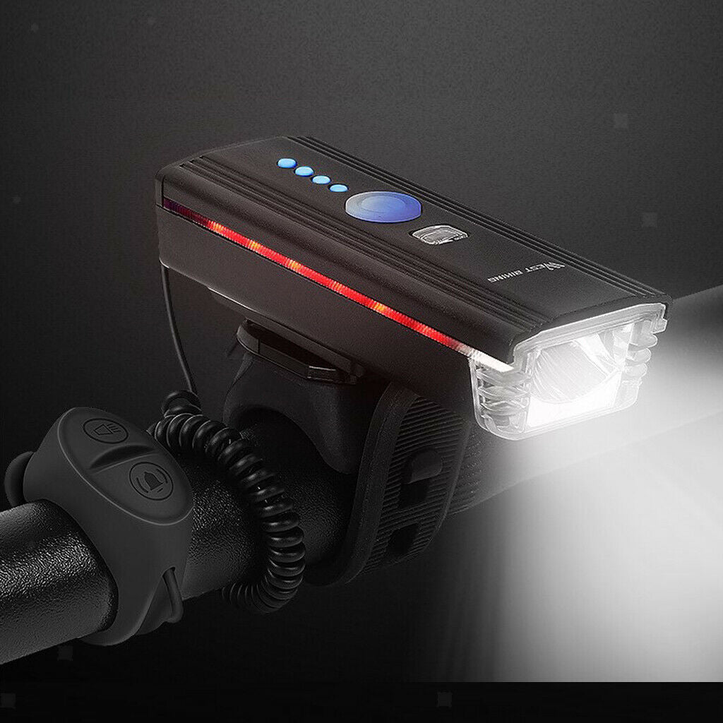 Waterproof Bike Horn Light Bicycle Headlight Sensor LED Bike Front Light 4 Modes