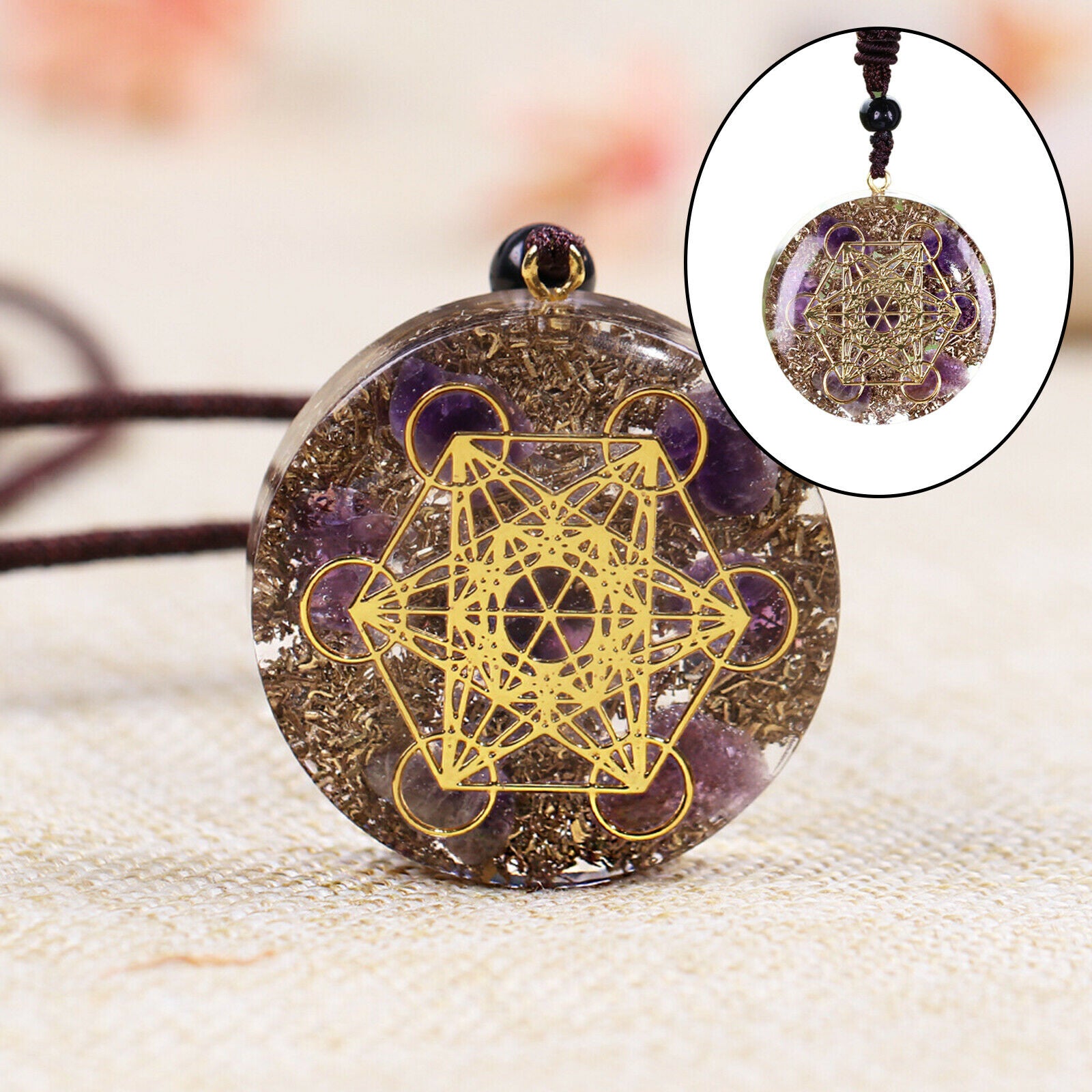 Stone Energy Crystal Pendant Necklace Amulet Meditation Relaxation Handcraft