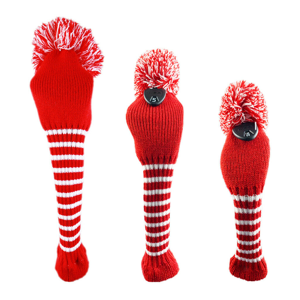 Golf Club 1 3 UT Driver Fairway Wood Head Covers Pom Pom Long Neck Headcovers -