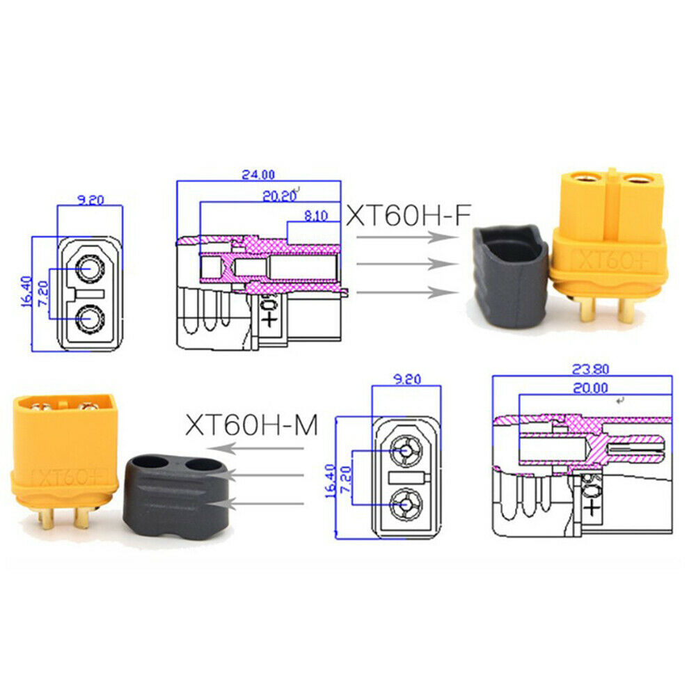 5 Pairs XT60H RC Lipo Battery Connector Female / Male XT60 Plug Connector