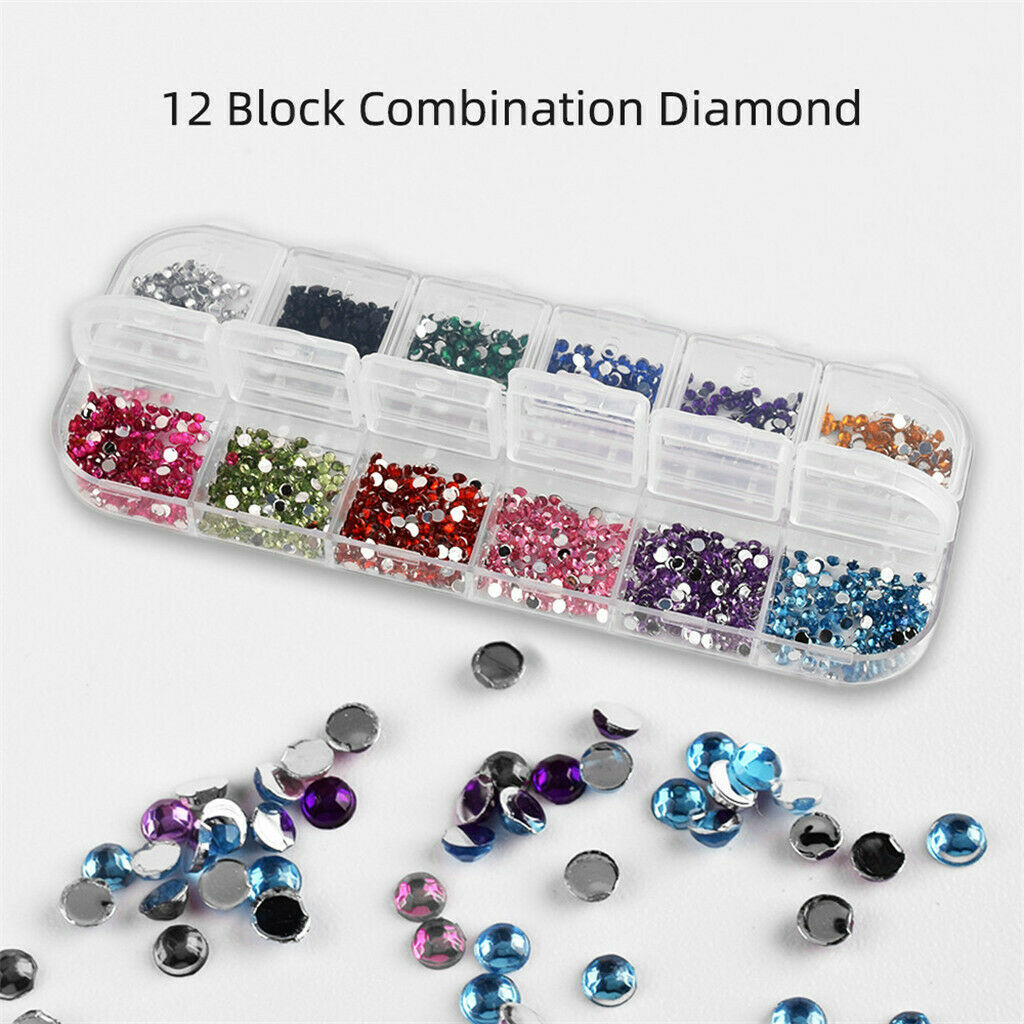 Plastic 12 Blocks Combination Diamonds Ornaments Nail Art Rhinestones Crafts