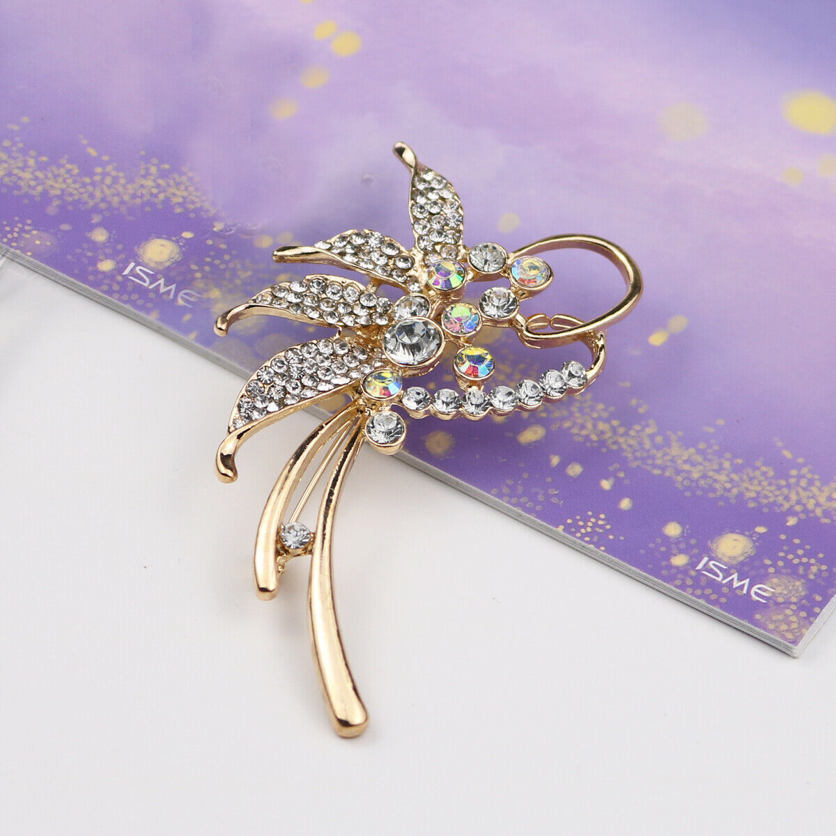 Golden Fashion Crystal Leaf Brooch Pin Suit Shawl Buckle Pin Brooch Jewelry