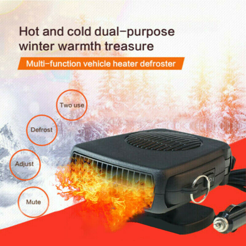 Plug In 360Â° Portable Ceramic Car Heater 12V/24V DC Vehicle Heating Cooling Fan