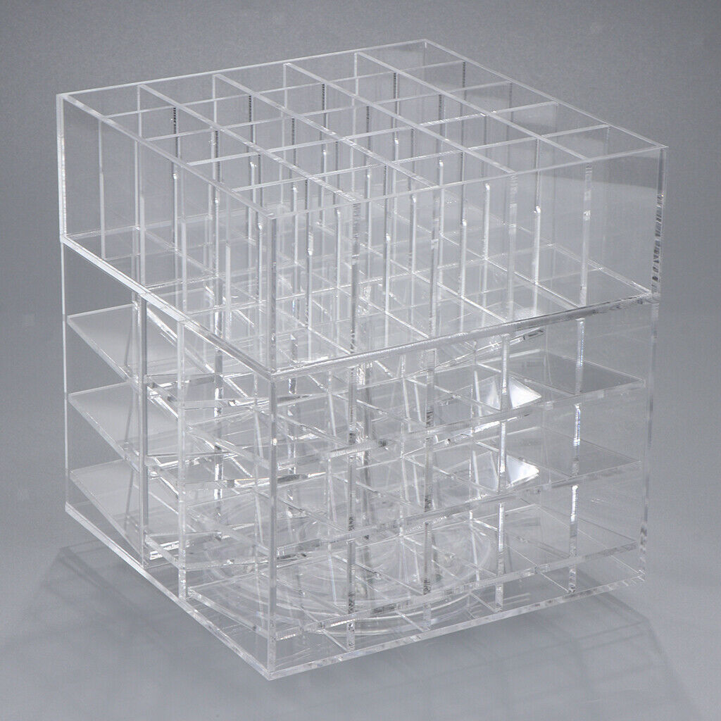 360 Rotating Lipstick Organizer Holder Rack Lipgloss Tower Stand 61 Grid Clear