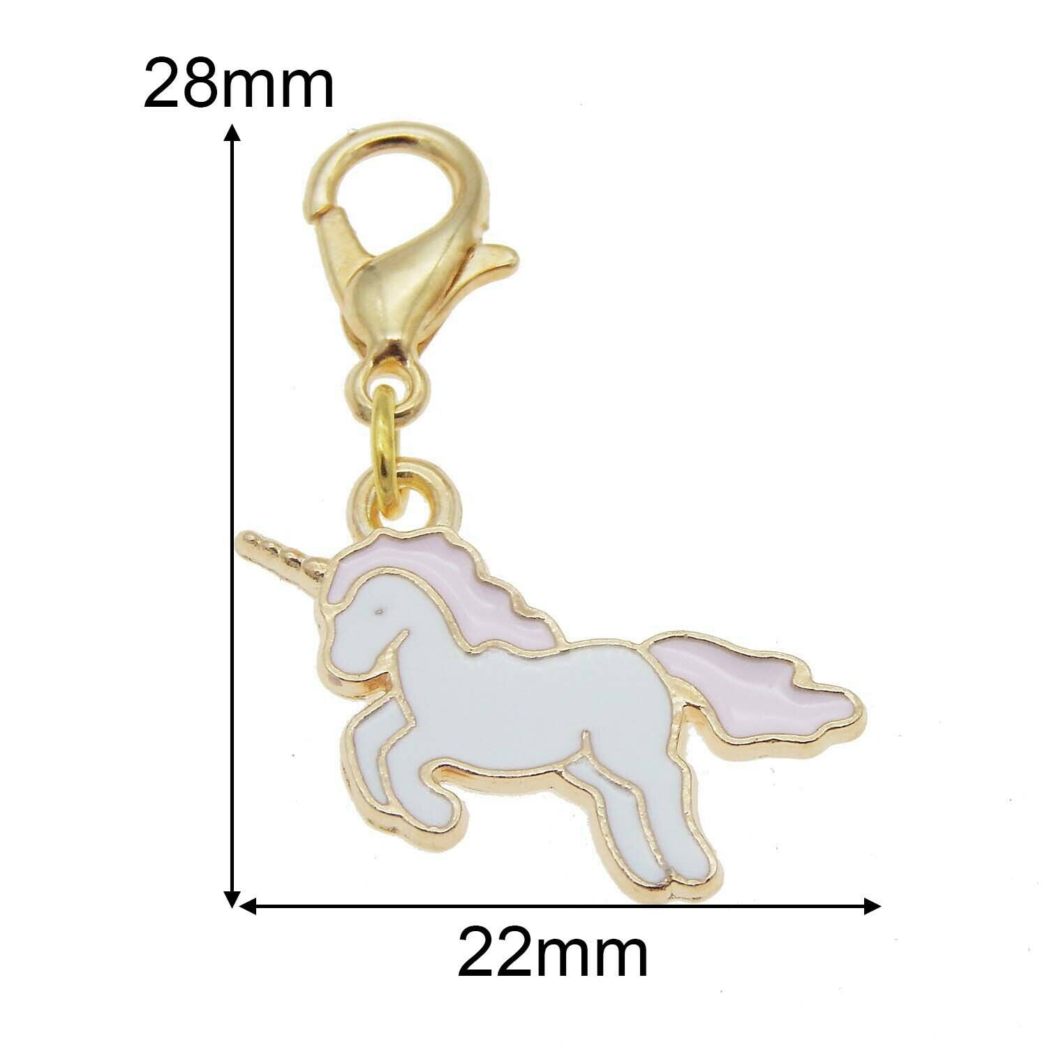 8pcs Alloy Enamel Charm Unicorn Pendant with Lobster Clasp Jewelry Craft 39*20mm