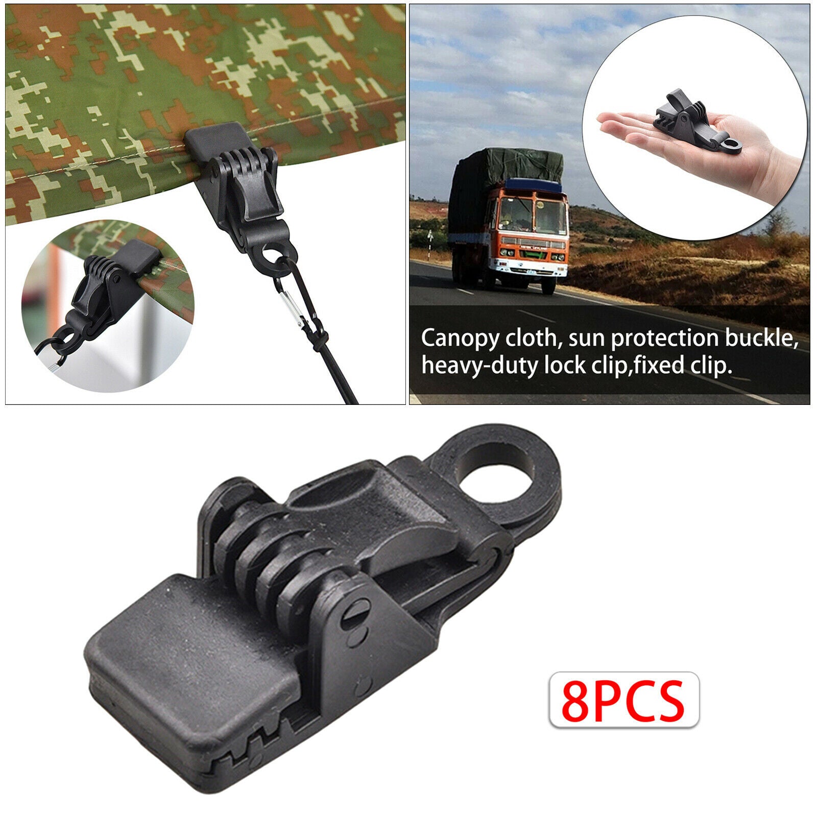 8Pcs Reusable Tarp Clips Awning Canopy Clamp Tent Snaps Camping Car Cover