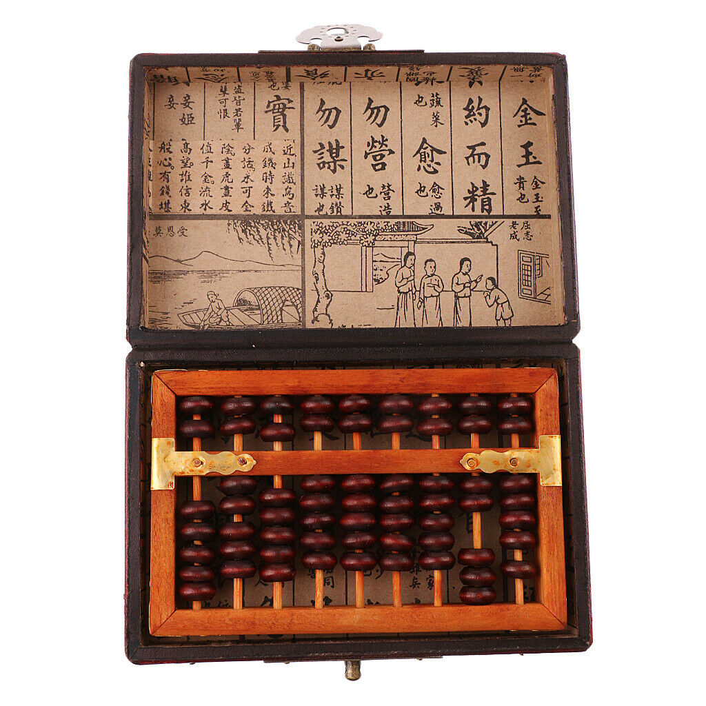 9 Digit Rods Standard Abacus Wooden Soroban, Chinese Calculator Counting Tool