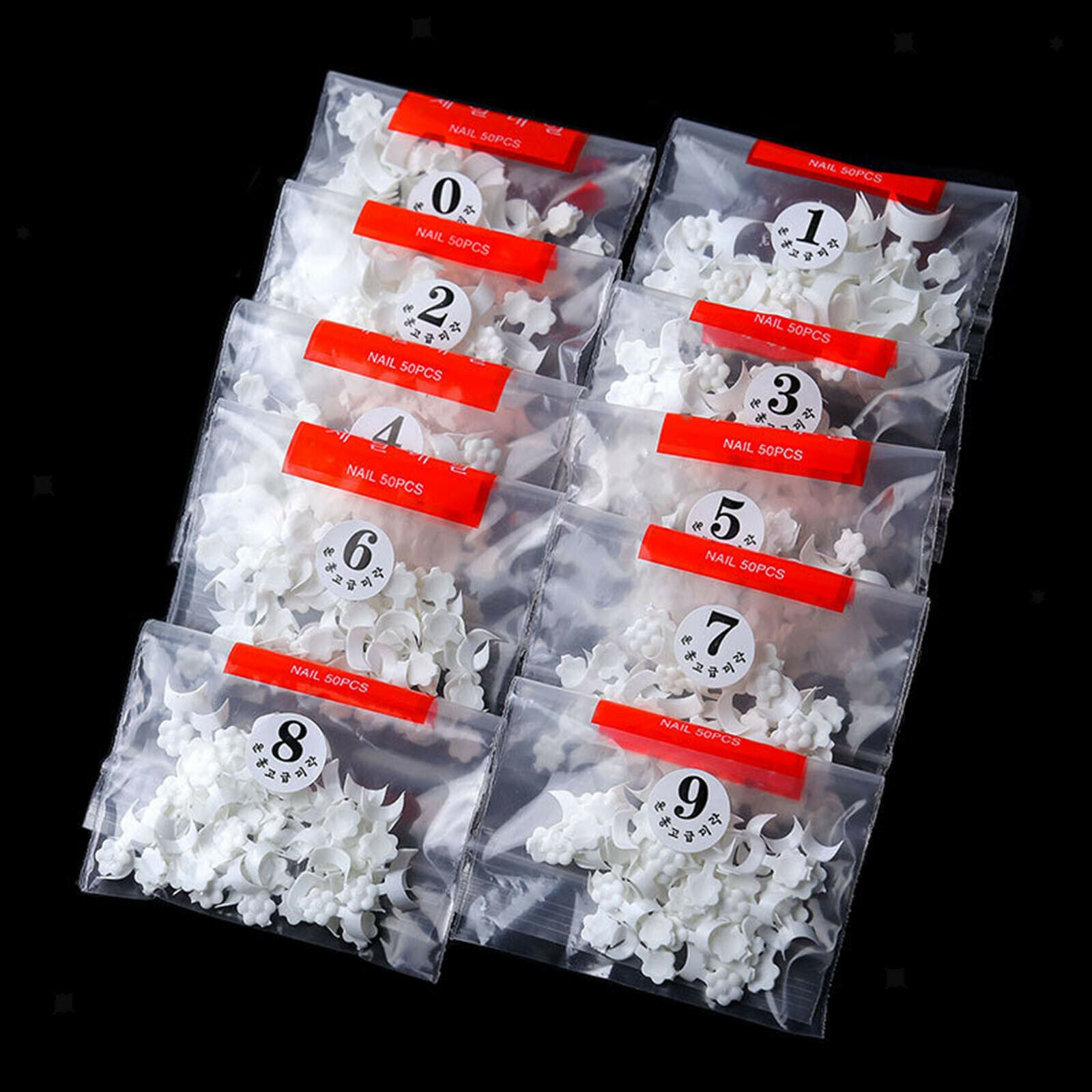 French Nail Tips White Shape UV Gel ABS Nail Art Mold For Home Use 500pcs