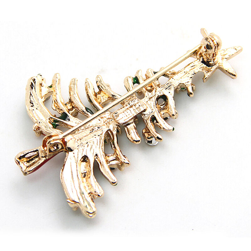 Brooch Enamel Gorgeous Rhinestone Crystal Christmas Tree Pin Holiday Part.l8