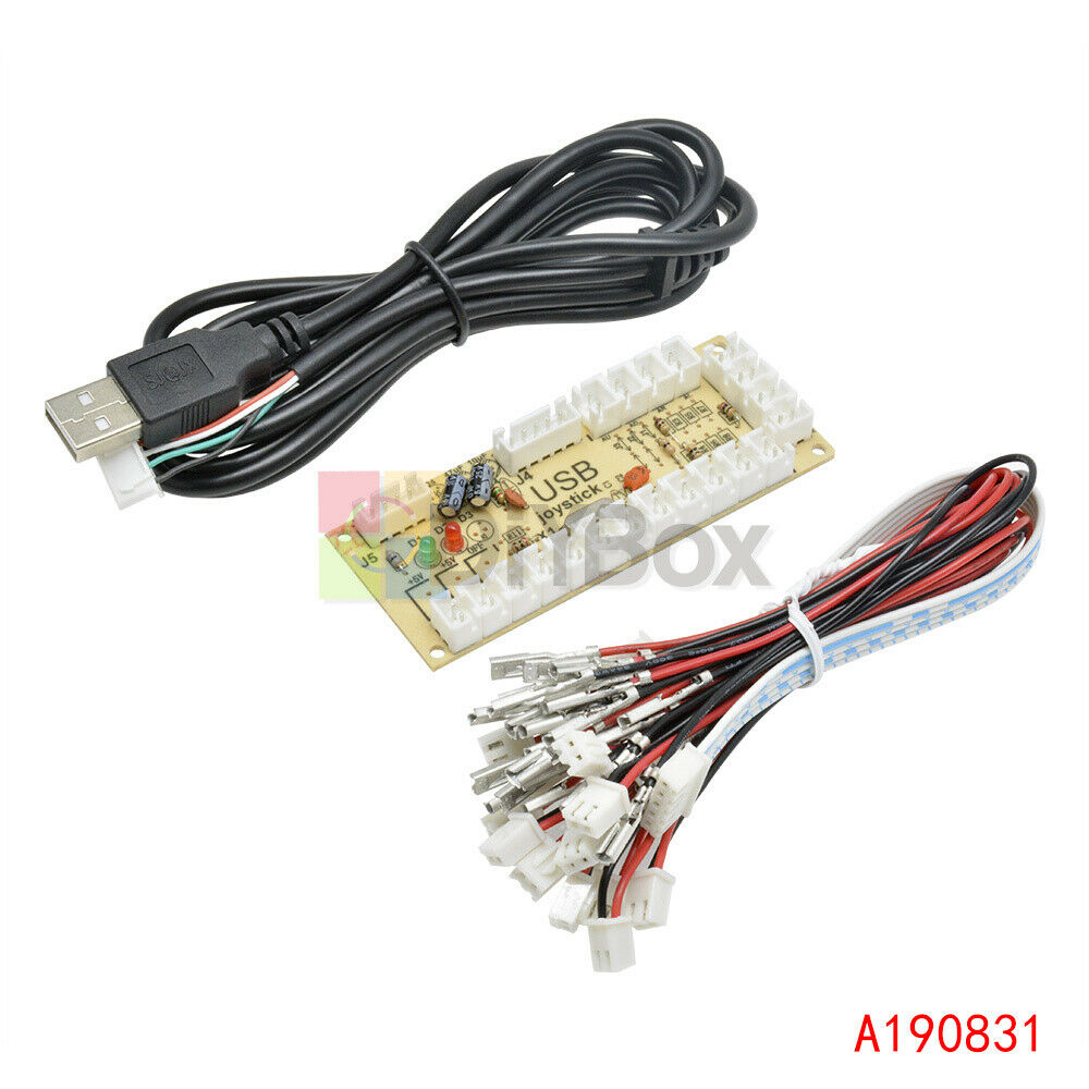 2X Zero Delay LED Arcade MAME Encoder USB To PC 5Pin Joystick PCB Board w/ Cable
