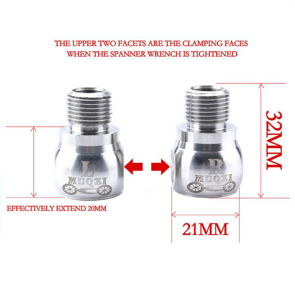 1 Pair Bike Pedal Extenders 9/16" Bicycle Pedal Extension Screws Thread 20mm