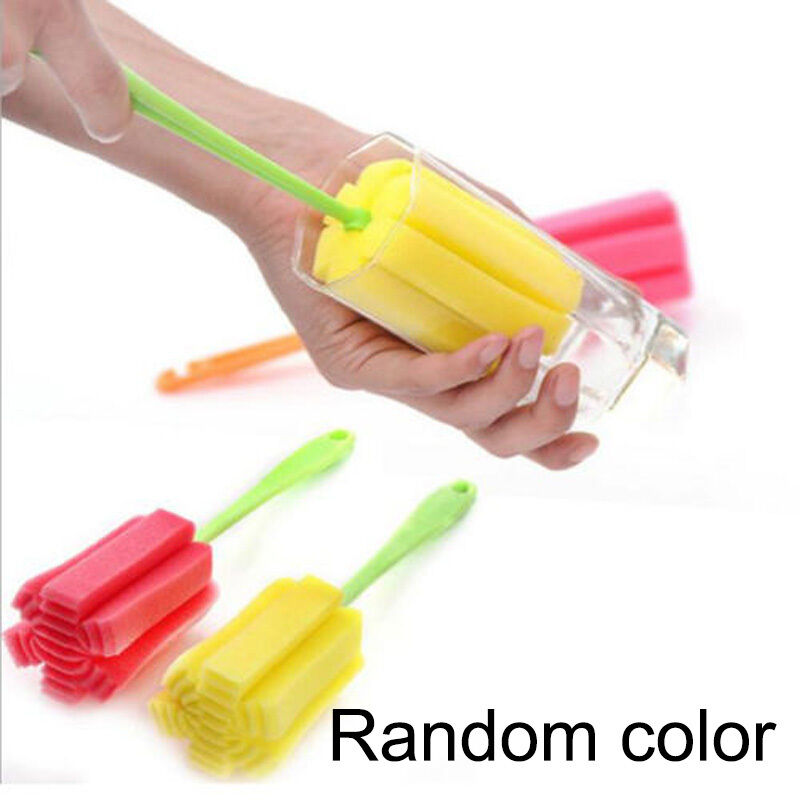 4PCS Kitchen Handle Sponge Brush Bottle Cup Glass Washing Cleaning Cleaner Tool