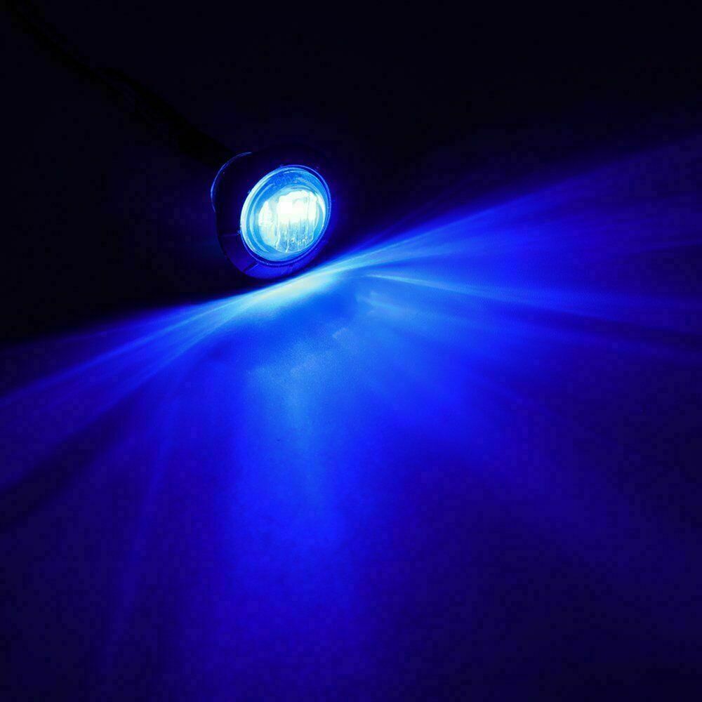20X 3/4" Round Blue LED Side Marker Clearance Bullet Lights for Truck Trailer