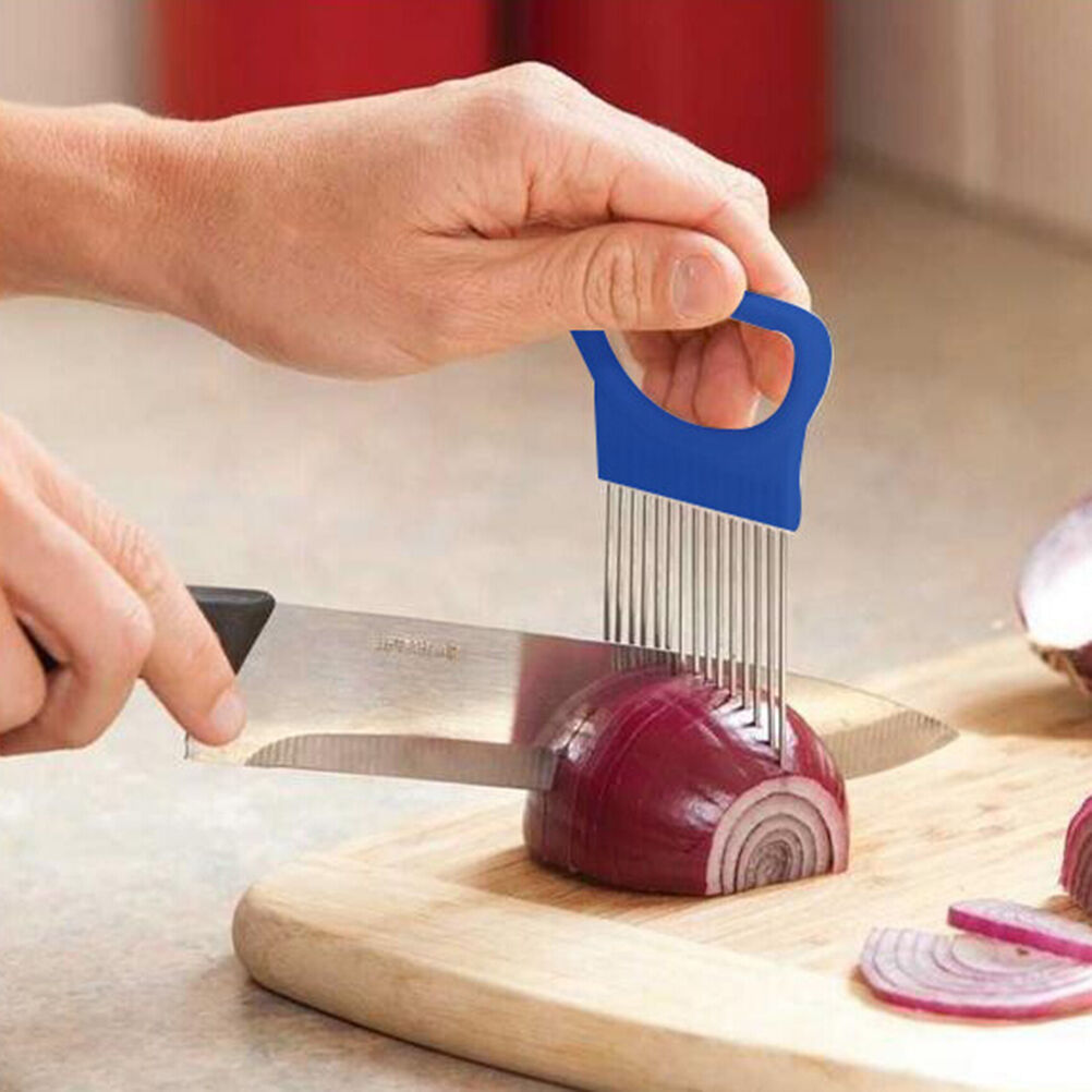 Onion Tomato Vegetable Slicer Cutting Aid Guide Holder Slicing Cutter Gadg.l8