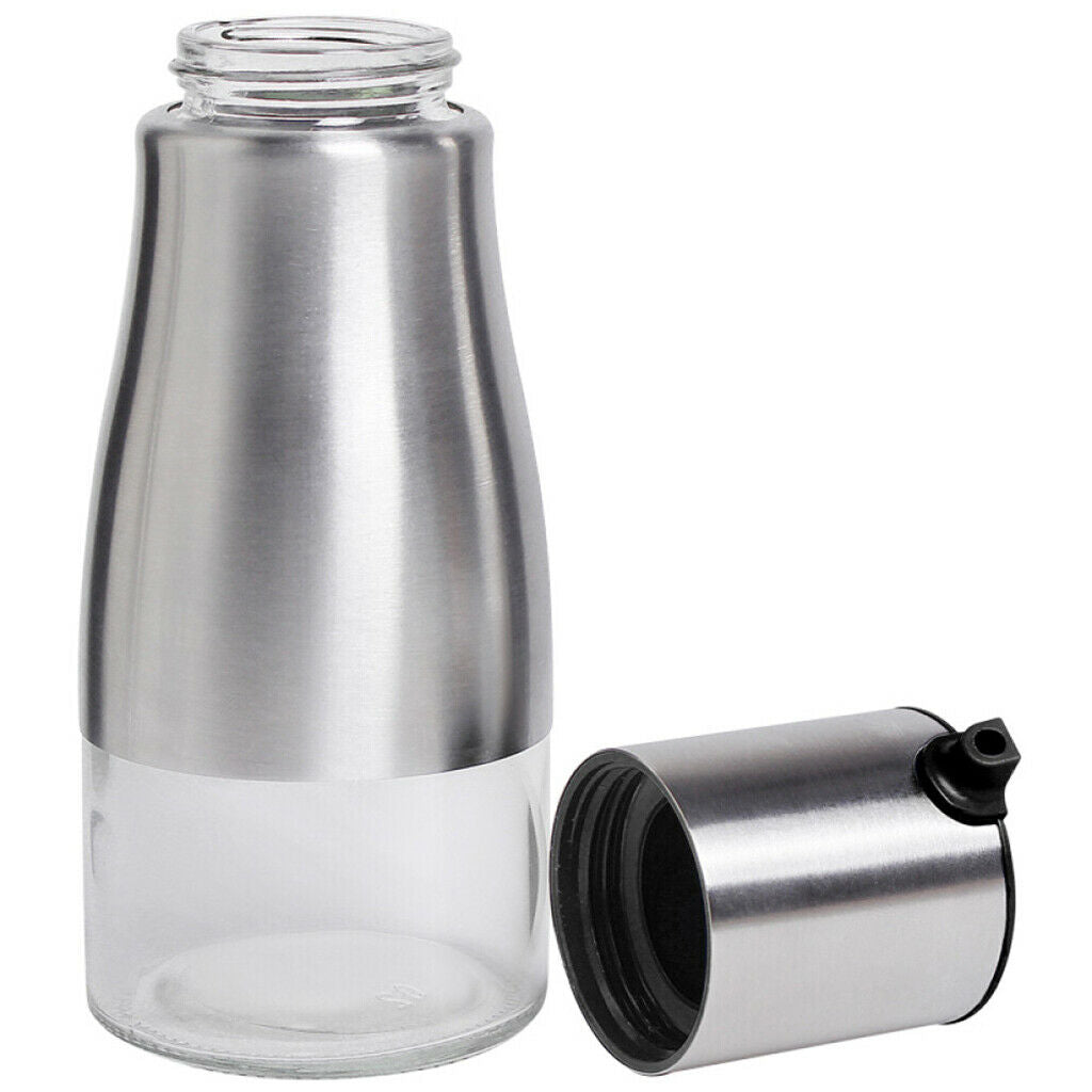 Stainless Steel Olive Oil Bottle - 320ml   Cruet with Pourers Black