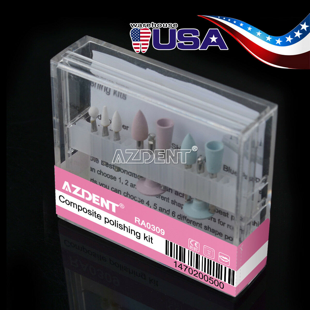 10X Dental Diamond Burs Composite Polishing Kit RA 0309 for Low Speed Handpiece