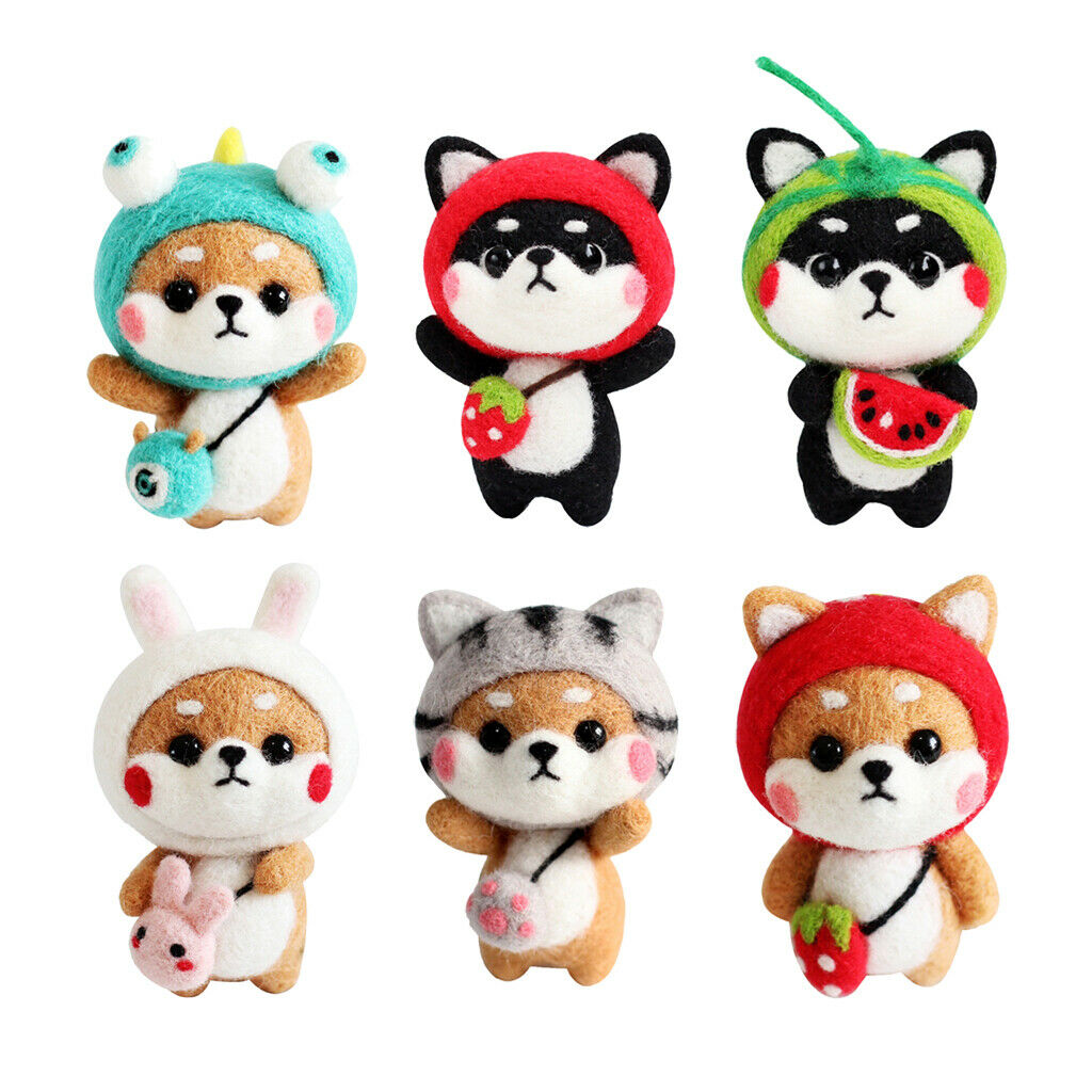 6 Set Shiba Inu Dog Needle Felting Kit with Basic Tools and Tutorials