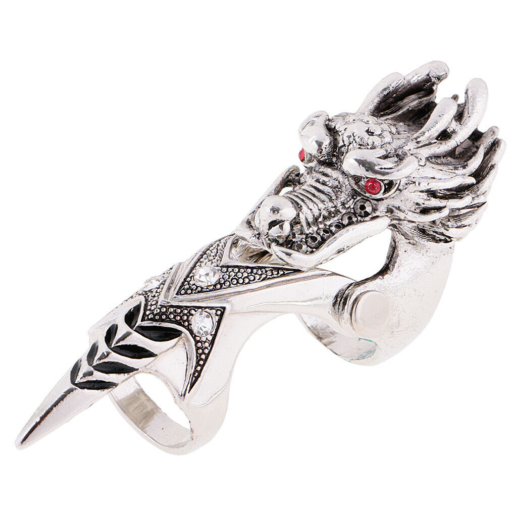 Retro Style Dragon Head Red Crystal Eye Rings Women Men Gothic Rapper Band