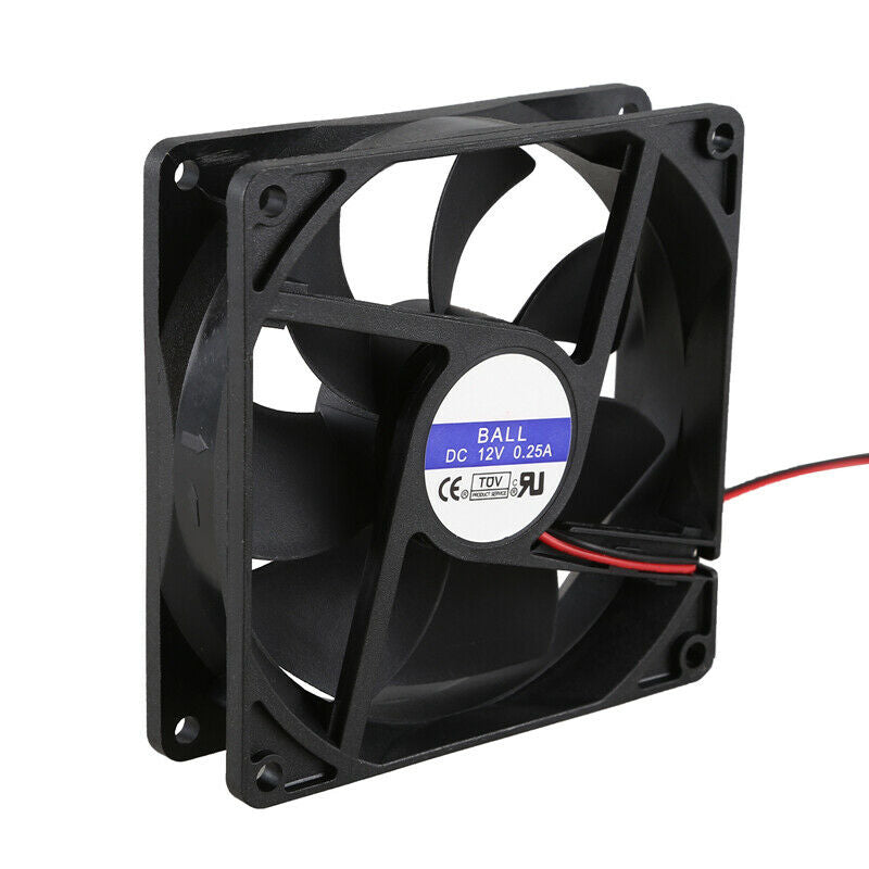 92mm x92mm x 25mm DC 12V 2Pin 65.01CFM Computer Case CPU Cooler Cooling Fan E3M7