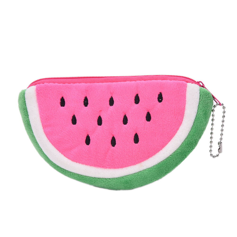 Watermelon Plush Stationery Pencil case Pen Purse Bag Lovely Cosmetic Bag Pin DD