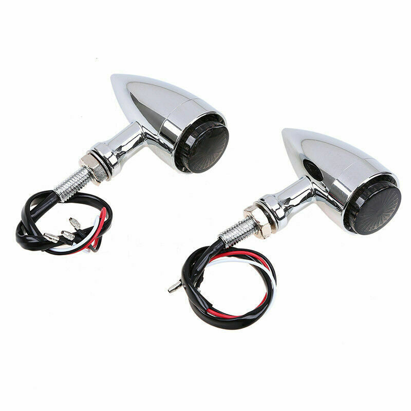 Aluminum Chrome Turn Signal Light M10 Amber Indicator 10mm Bolt Motorcycle