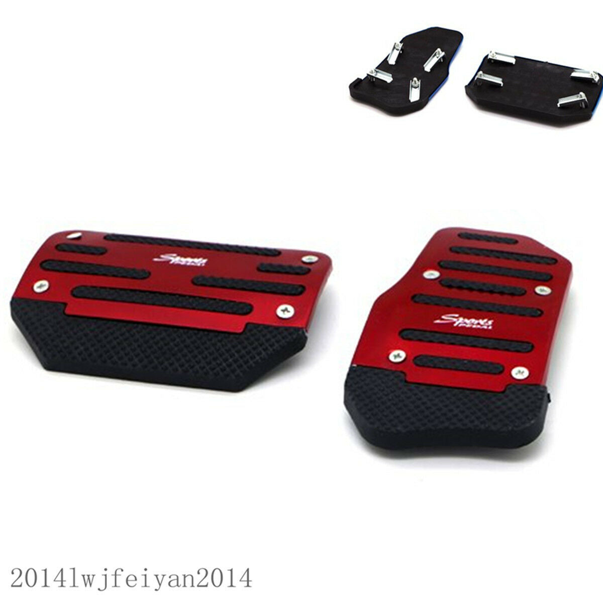 2x Red Car Automatic Transmission Non-slip Accelerator Brake Foot Treadle Pedal