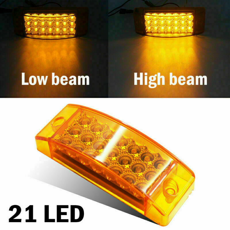 4x Red Amber 21-LED Side Marker Clearance Tail Lights Trailer Truck Camper 12V
