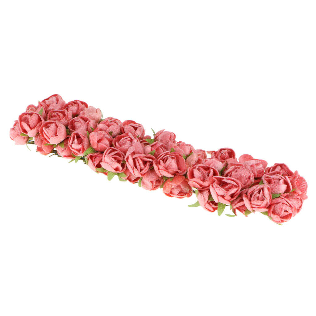 60x Wire Silk Camellia Flowers for Wedding Hair Clip Wreath DIY  Champagne