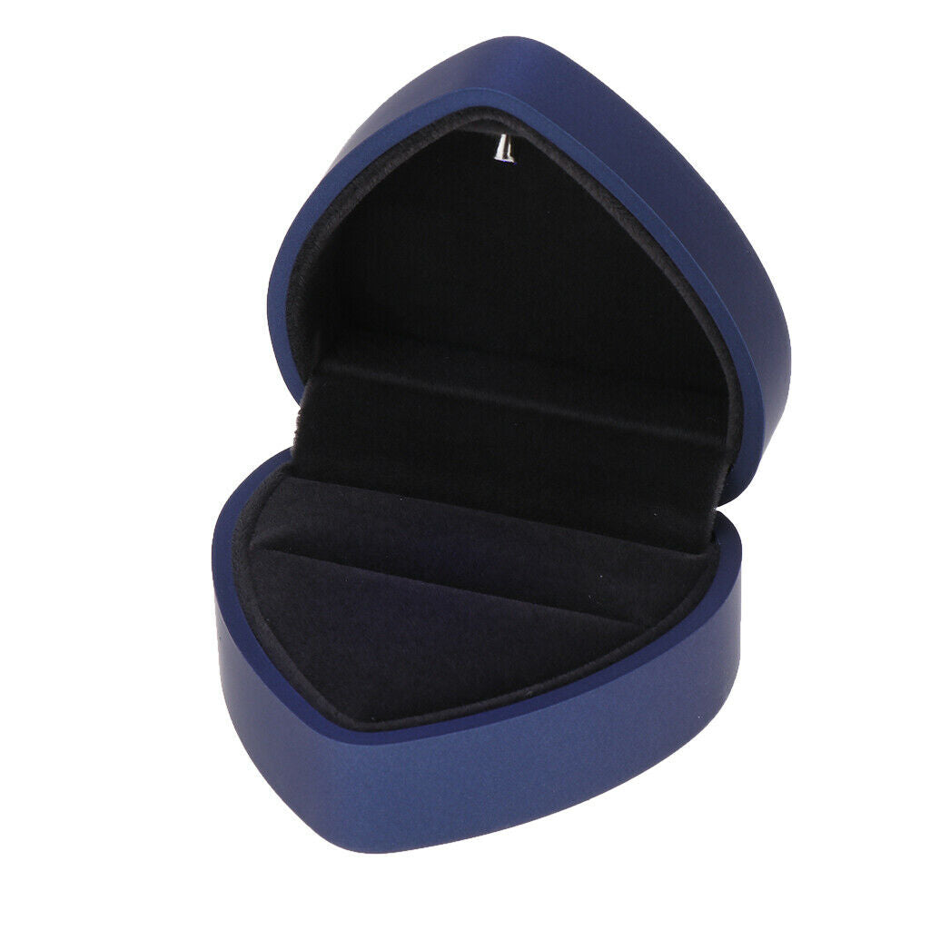 Heart Shaped Jewelry Bracelets Pendant Ring Box Case with LED Gift Blue Ring Box