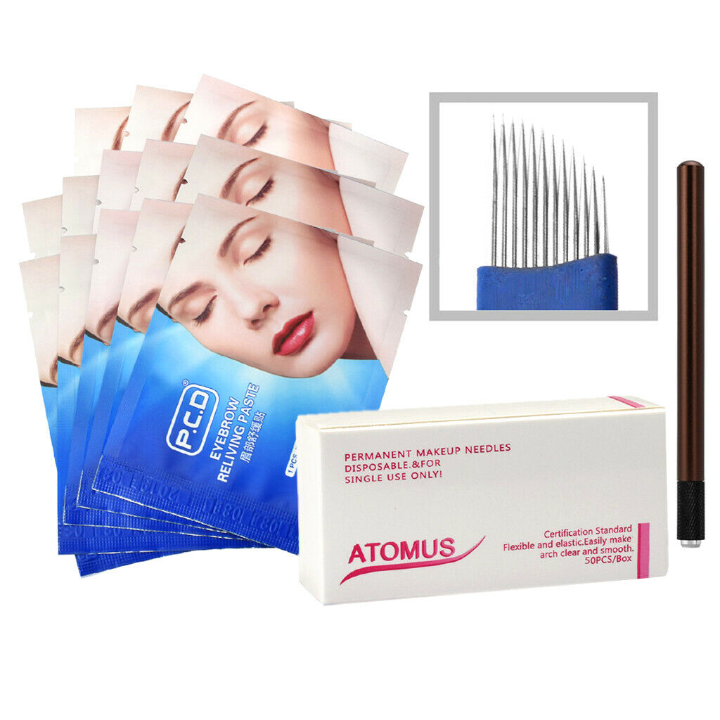 Microblading Permanent Makeup Eyebrow Tattoo Needles Pen Relieving Paster#4