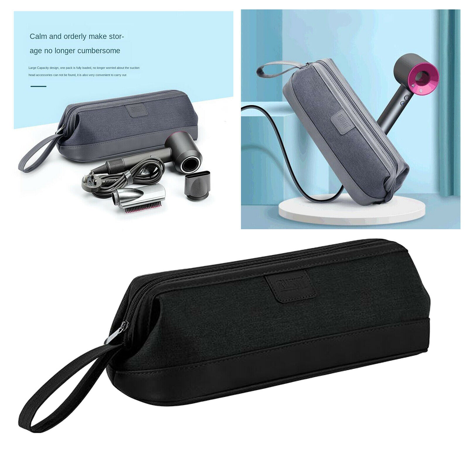 3pcs Dustproof Hair Dryer Storage Carrying Large Capacity for Dyson