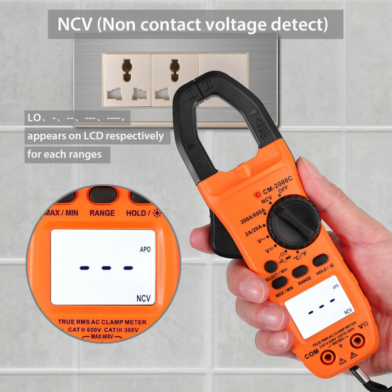 Digital Clamp Meter Tester Trms Ac/dc Voltage Ac Current Resistance Clamp Meter