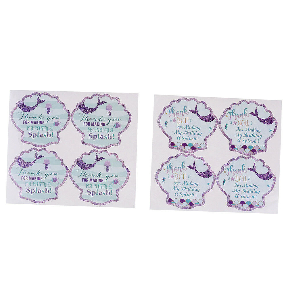 40pcs Mermaid Seal Stickers Thank You Sea Shell Labels DIY Baking Gift Lab.l8