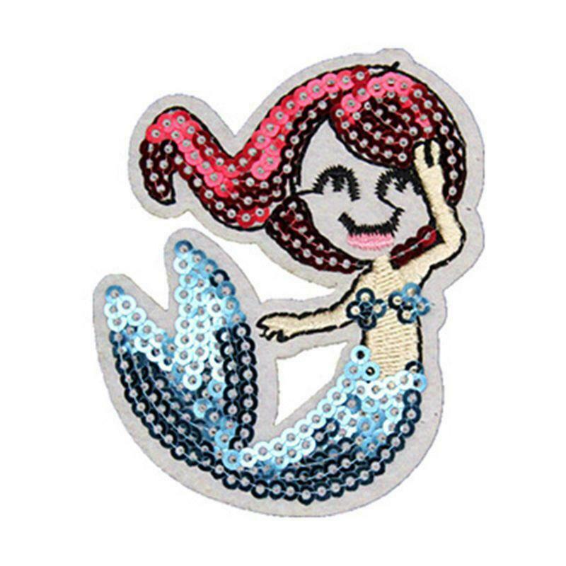 7 PCS Mermaid Sequin Patch, Iron On/Sew On - Sequin Embroidered Patch