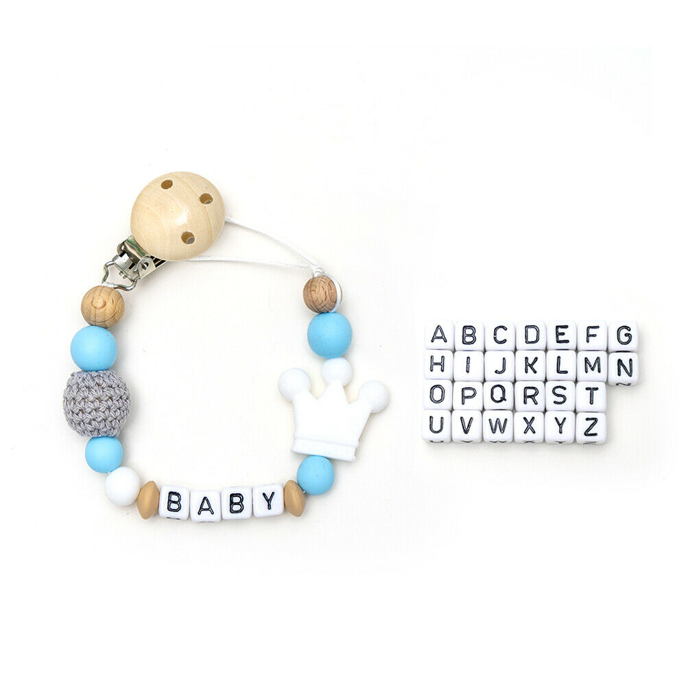 Dummy Clip Personalized Wooden Bead Pacifier Holder Soother Chain Baby Boys Hot