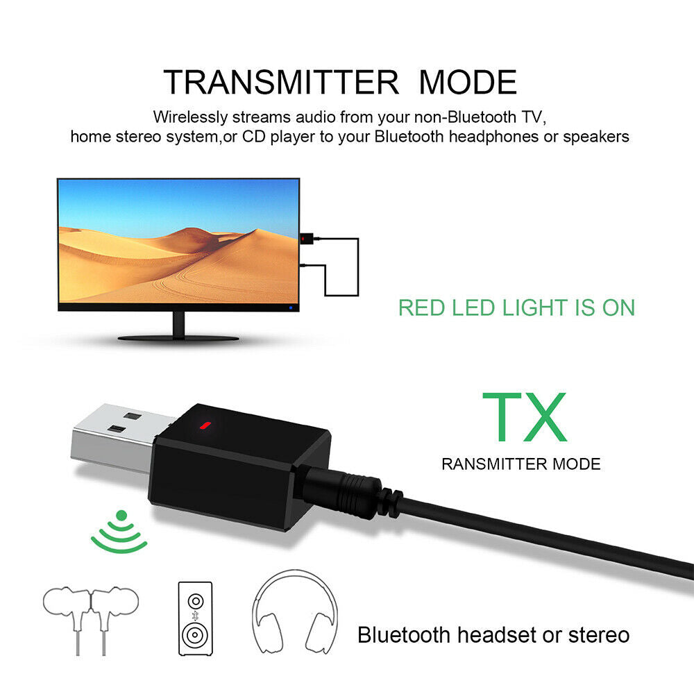 Bluetooth Stereo Wireless Audio Transmitter Receiver USB PC Dongle Adapter!