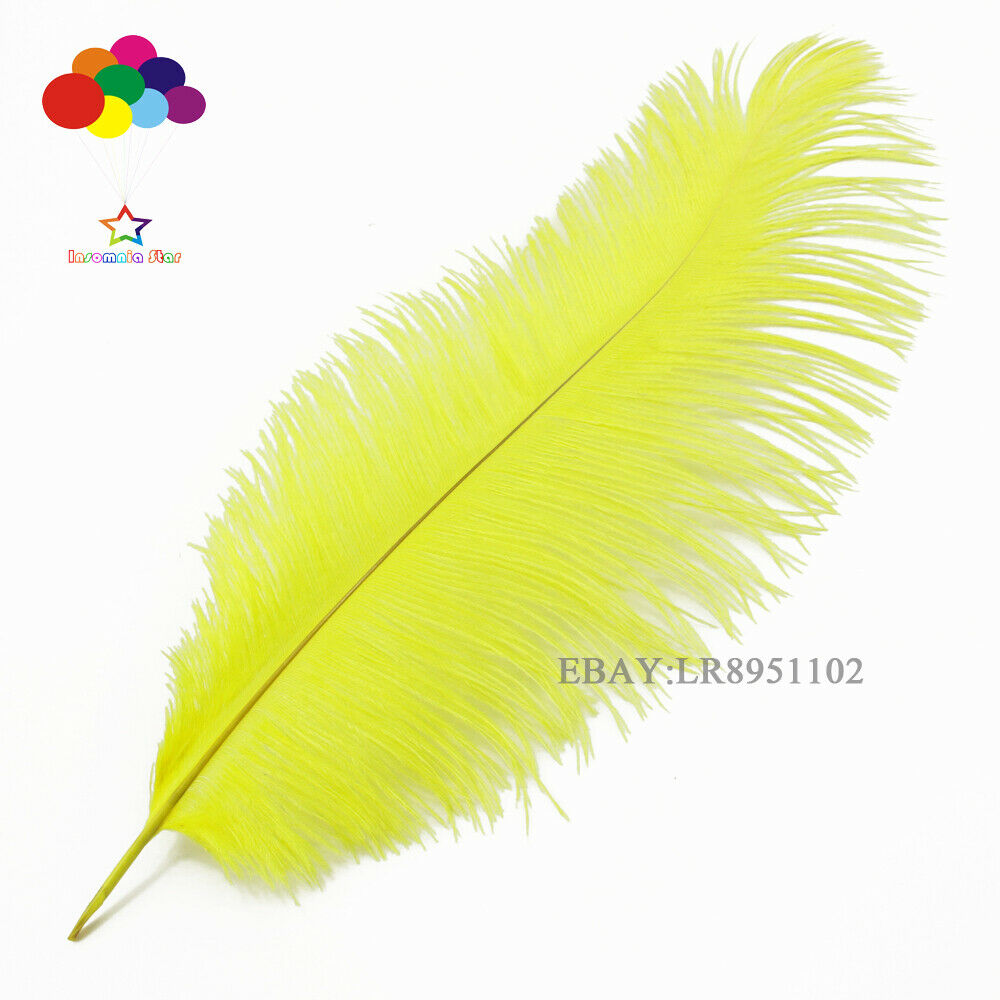 50 pcs Ostrich Yellow Feather 8-10 inches for hat corset dresses costume fans