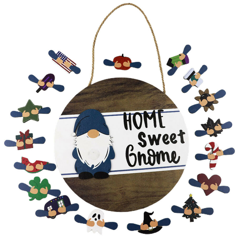 Welcome Hanging Sign with Interchangeable Holiday Pieces Front Door Garden Decor