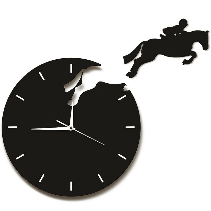 Art Decor Horseman Jumping Wall Watch Rider on Horseback Jumping Horse Clocks S2