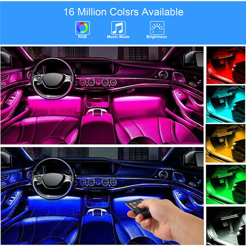 4x 12 LED Car SUV Interior Decor APP & Music Control Neon Atmosphere Light Strip