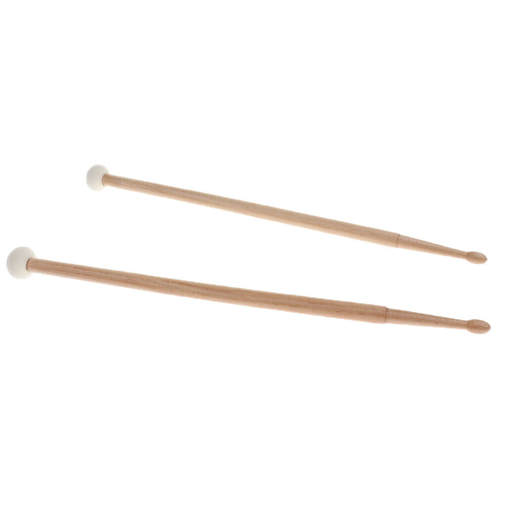 Practical 2pcs Double Head Drumsticks Bright Sound for Drum Kit Cymbal Gong