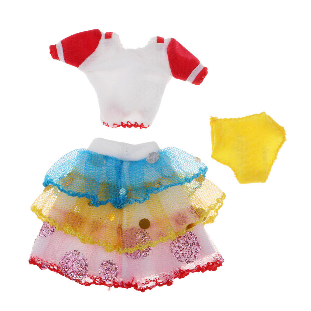 Fashionable Short Top Colorful Layered Dress Underpants Suit for 1/6 Neo Blythe