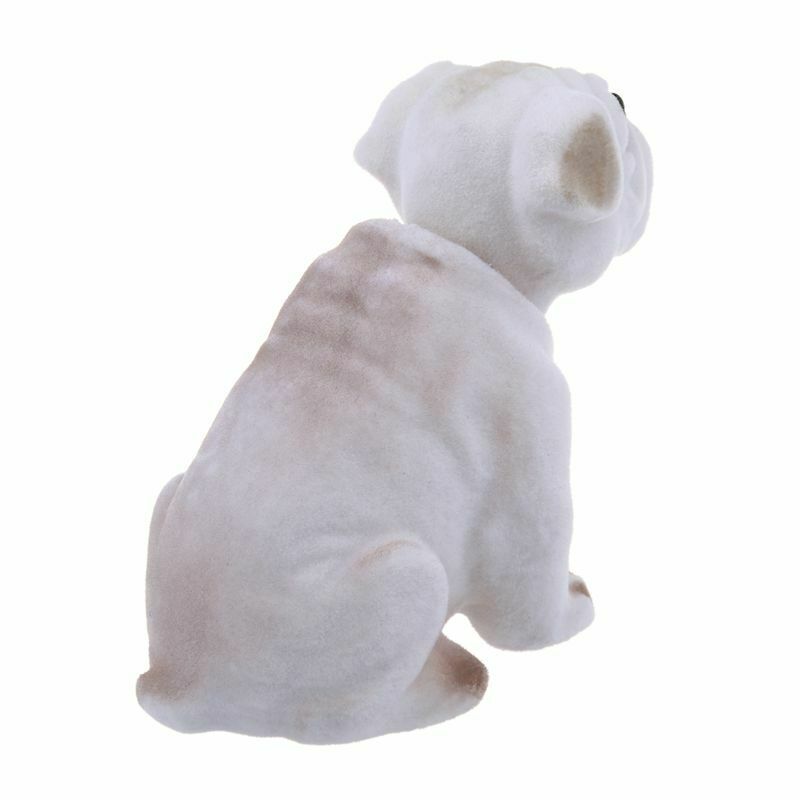 White Light Gray Shaking Head Nodding Bulldog Dog Decoration for Car E1Y8Y8