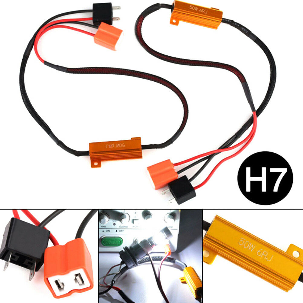 2Pcs H7 50W 6Ω LED decoder car load resistor warning canceller decoder light BDA